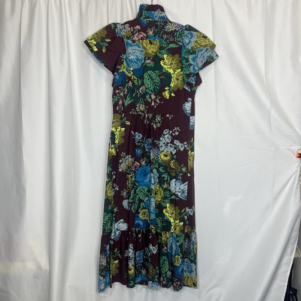 Tuckernuck Oxblood Verdant Alice Dress XS Floral Ruffles Merlot Preppy Classic - Picture 6 of 10